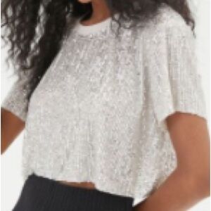 UO West Sequin Cropped Tee